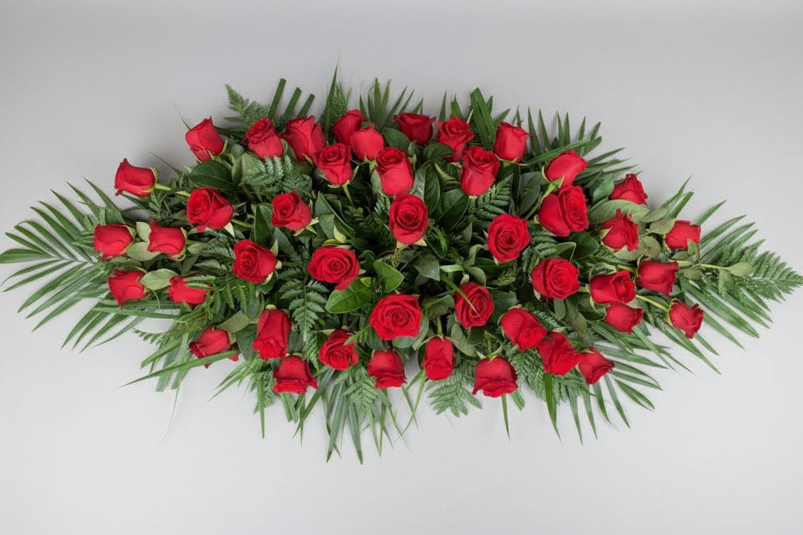 Premium Red Funeral Casket