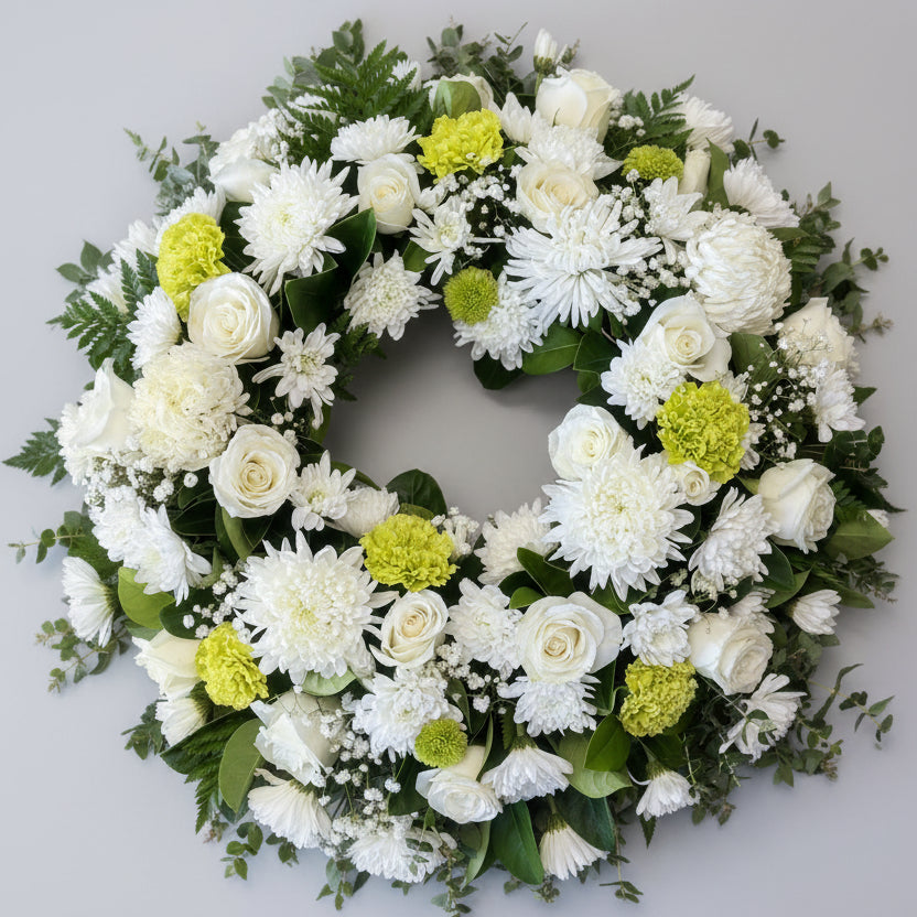 White Funeral Wreath