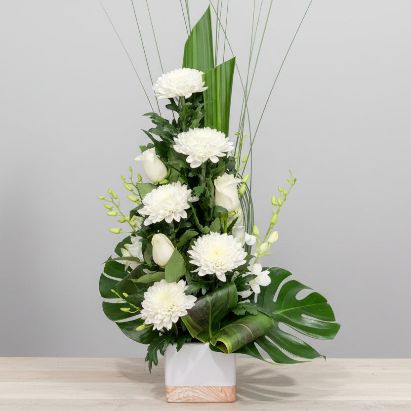 Simply White Arrangement in Ceramic Pot