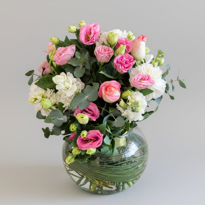 Mixed Flowers in Round Vase