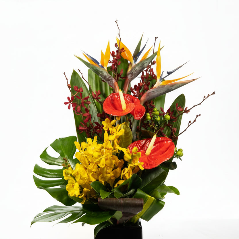 Tropical Arrangement in Ceramic Pot