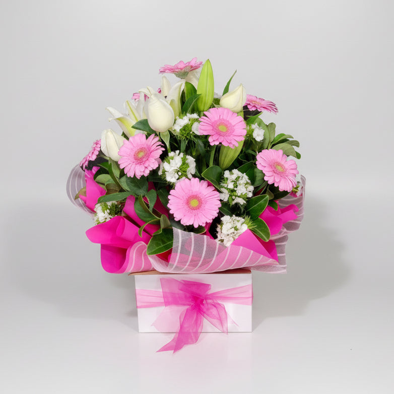 Mid Box Pink & White