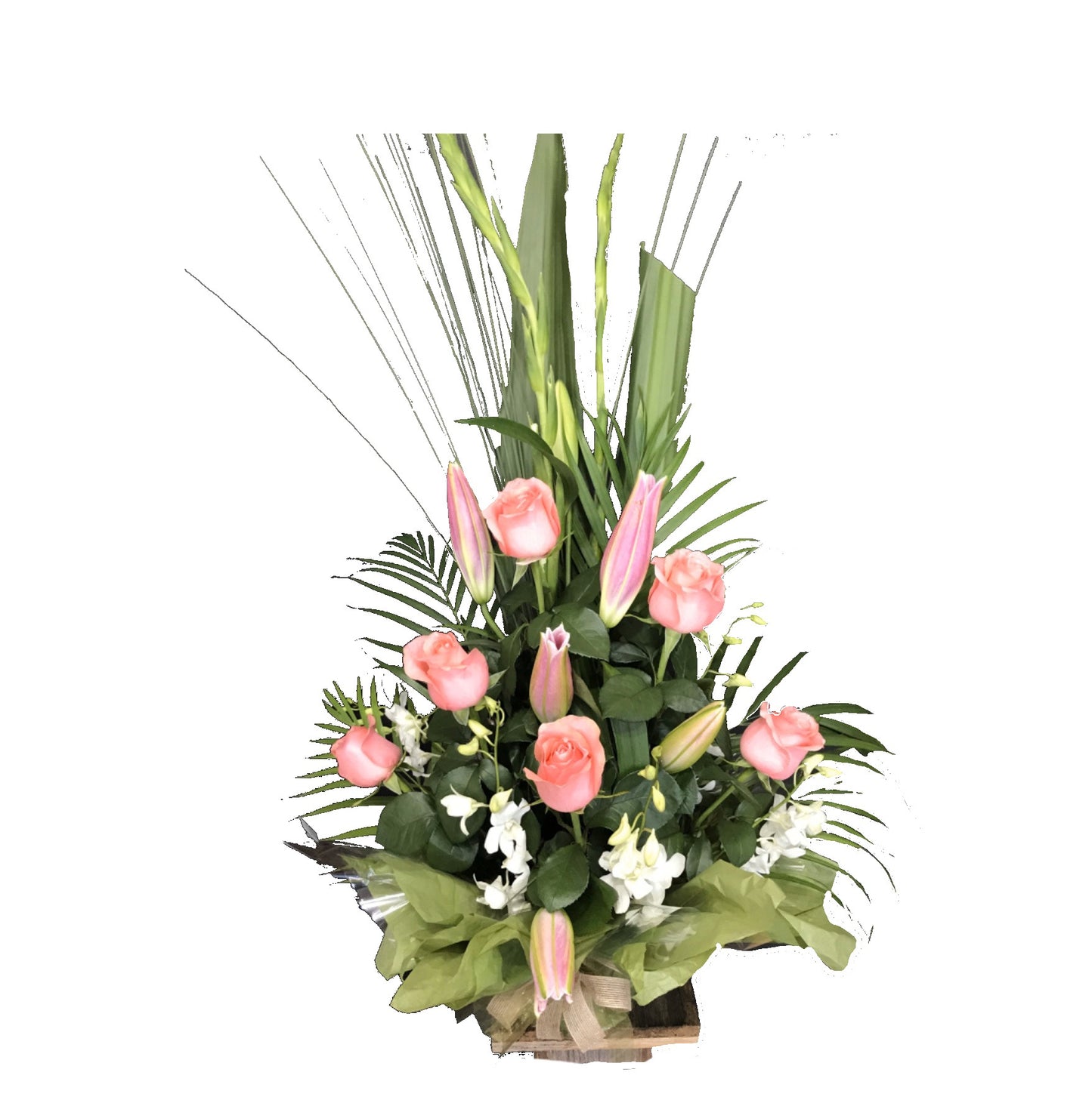 Tall Box with Pink Roses