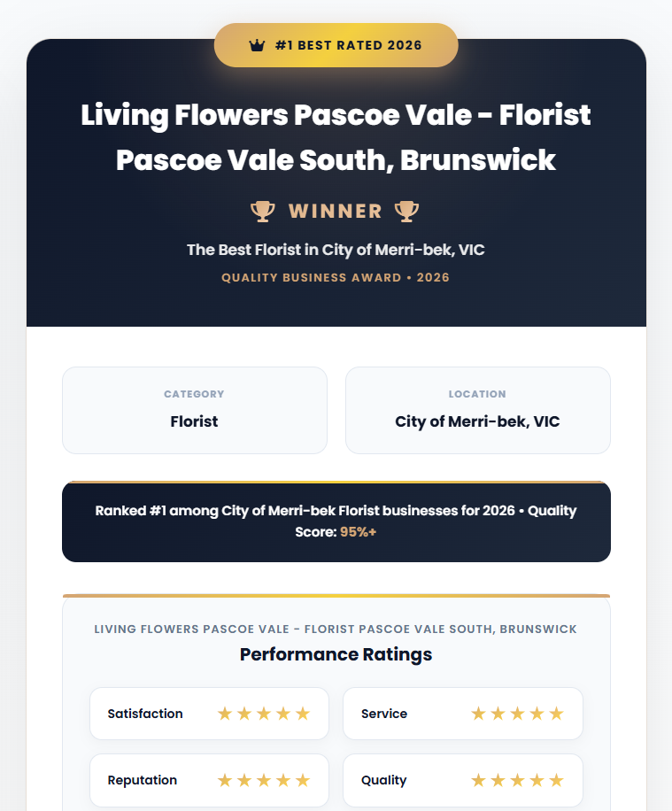 Best Florist Award - Living Flowers