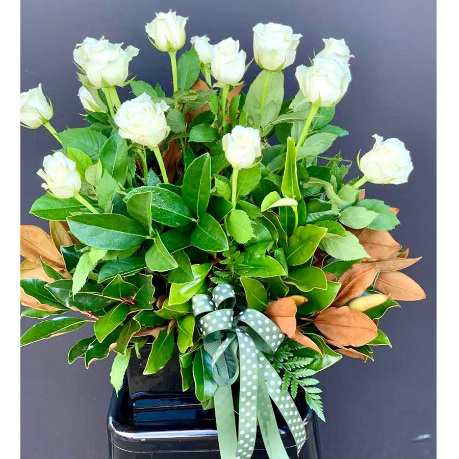 White Roses in Box & Bouquet