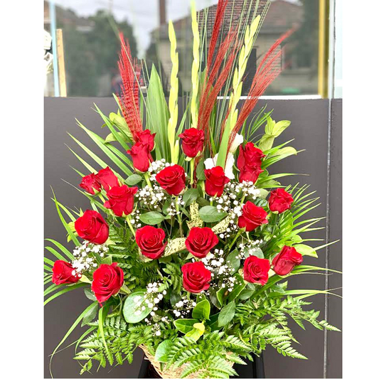 Long Stemmed Red Roses Basket