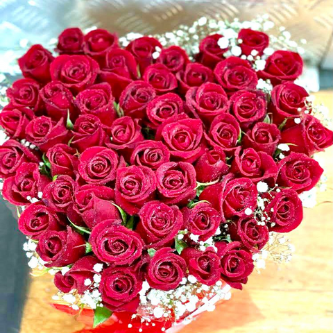 Red Roses in Heart Shape