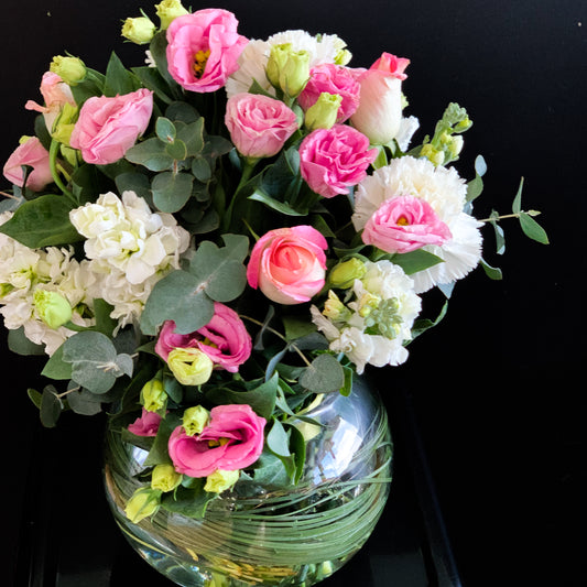 Mixed Flowers in Round Vase